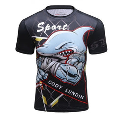 Shark Compression 'The Cage' Elite Short Sleeve Rashguard