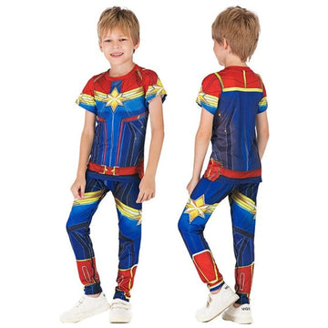 Kids Captain Marvel Compression Rashguard Set