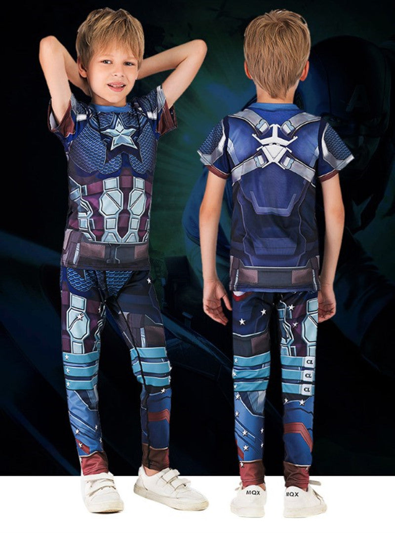 Kids Captain America Compression 'End Game' Rashguard Set
