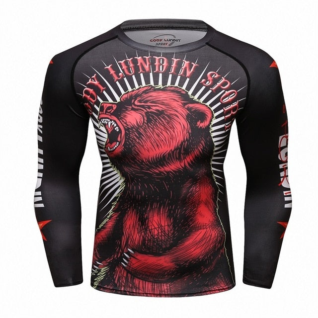 Bear Compression 'Red Scare' Elite Long Sleeve Rashguard