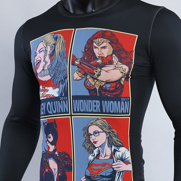 Wonder Woman Compression 'Catwoman | Supergirl | Harley Quinn' Long Sleeve Rashguard