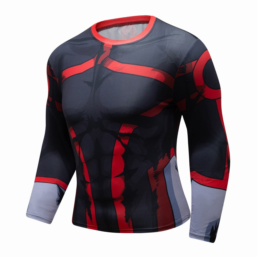 My Hero Academia All Might Bronze Age Elite BJJ Rash Guard Long Sleeve Rashguard