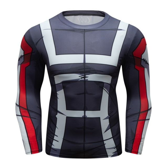 BJJ My Hero Academia Rash Guard Compression UA Uniform Grey Elite Long Sleeve Rashguard