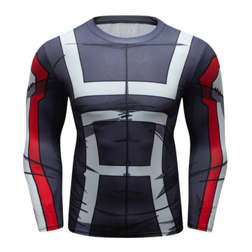 BJJ My Hero Academia Rash Guard Compression UA Uniform Grey Elite Long Sleeve Rashguard
