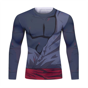 BJJ Rash Guard Dragon Ball Z 'Black | Battle Damaged' Long Sleeve Elite Rashguard