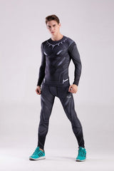 Men's Black Panther Elite Compression Long Sleeve Rashguard Set