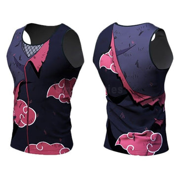 BJJ Rash Guard Naruto Compression Men's Akatsuki Battle Damaged Tank Top