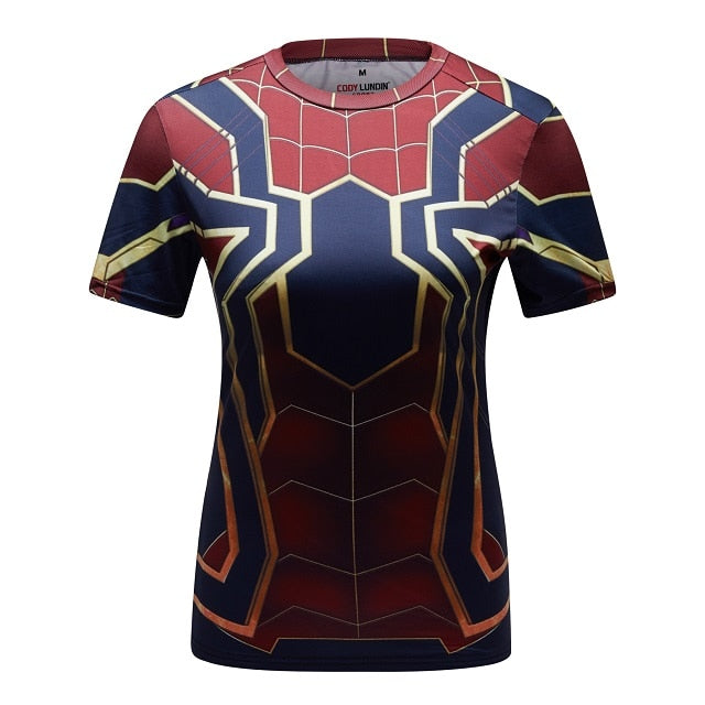 Women's Spider Man Compression 'Iron Spider Man' Short Sleeve Rashguard