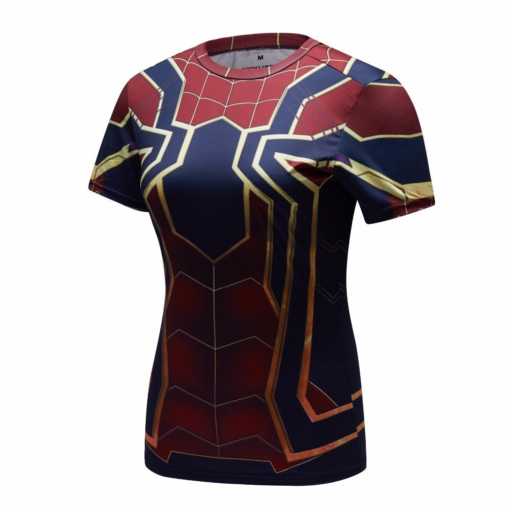 Women's Spider Man Compression 'Iron Spider Man' Short Sleeve Rashguard