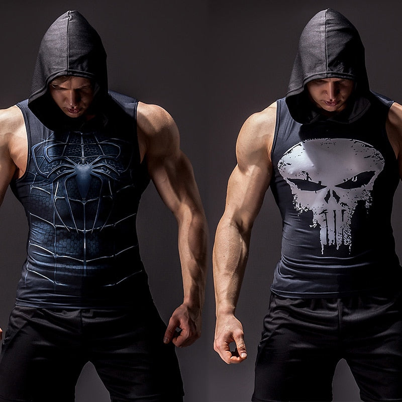 Captain America Steve Rogers 'Agent of Hydra' Hooded Tank Top Compression Rash Guard