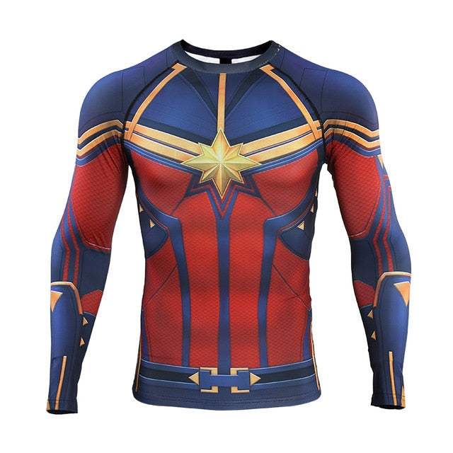 Men's Captain Marvel Compression 'End Game' Long Sleeve Rashguard