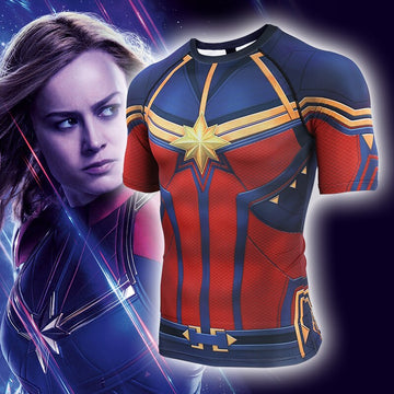 Men's Captain Marvel Compression 'End Game' Short Sleeve Rashguard
