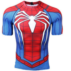 Spiderman "PS4 Advanced Suit" Compression Short Sleeve Rashguard-RashGuardStore
