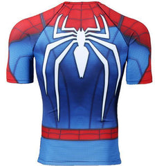 Spiderman "PS4 Advanced Suit" Compression Short Sleeve Rashguard-RashGuardStore