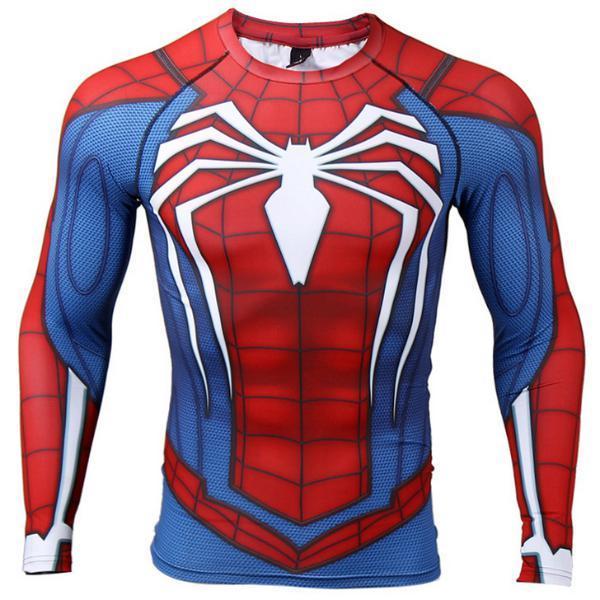 Spiderman "PS4 Advanced Suit" Long Sleeve Compression Rashguard-RashGuardStore