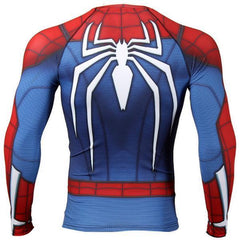 Spiderman "PS4 Advanced Suit" Long Sleeve Compression Rashguard-RashGuardStore