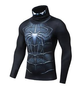 Spiderman "Spiderman 3" Long Sleeve Compression High Collar Rashguard-RashGuardStore