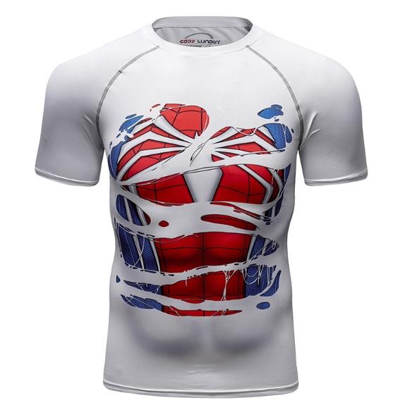 Spiderman White 'Hero Revealed' PS4 Compression Short Sleeve Rashguard-RashGuardStore
