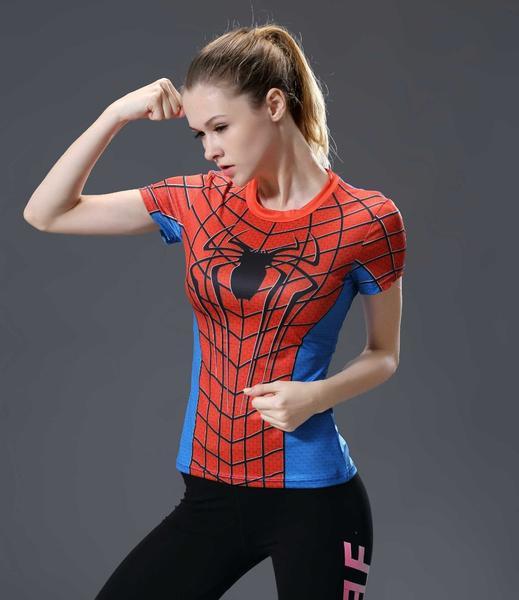 Spiderman Women's Animated Compression Short Sleeve Long Sleeve-RashGuardStore