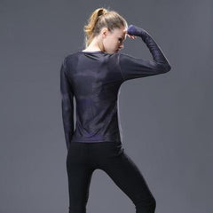 Supergirl 'Tie-Dye/Black' Compression Long Sleeve Rash Guard-RashGuardStore
