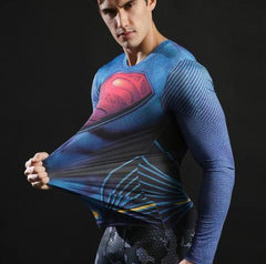 Superman "Up Up And Away" Compression Long Sleeve Rashguard-RashGuardStore