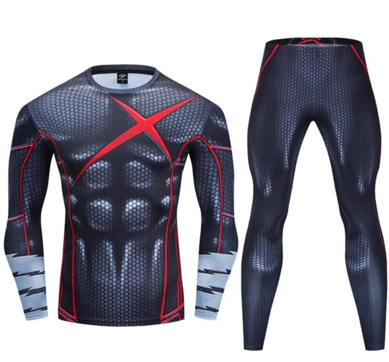 Long Sleeve Premium Rashguard Set Robin Compression Teen Titans Red X
