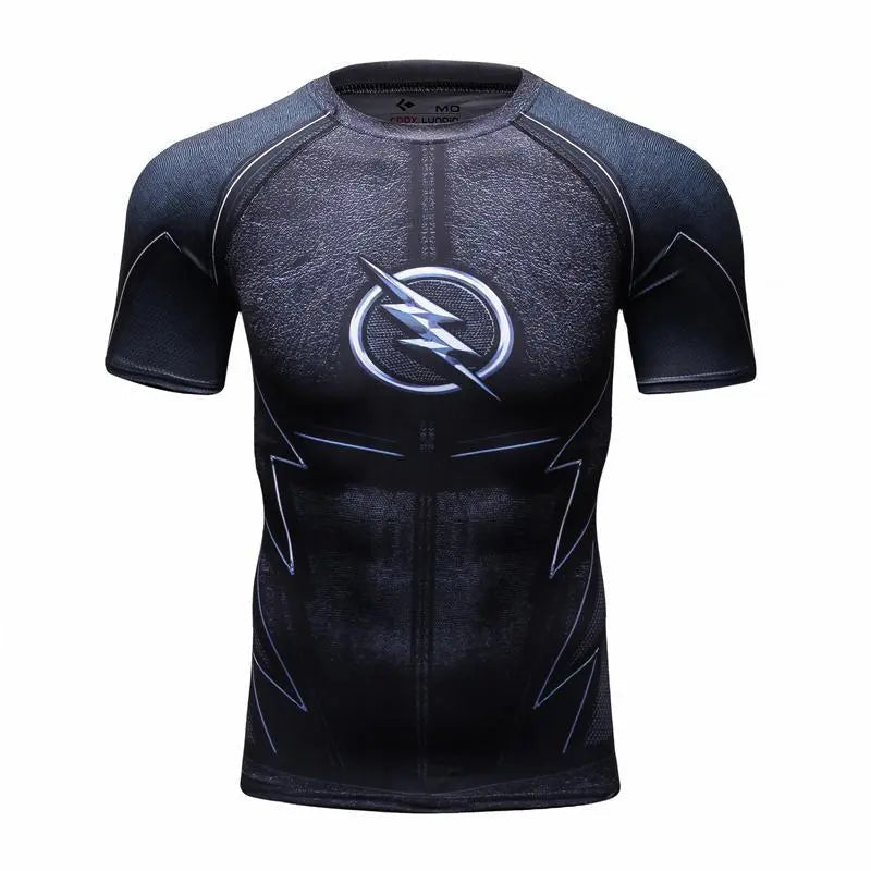 The Flash Compression Rashguard Short Sleeve Reverse/Dark/Red-RashGuardStore
