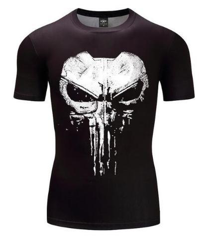 The Punisher 'Cracked Skull' Short Sleeve Compression Rashguard-RashGuardStore
