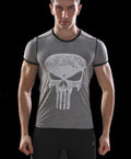 The Punisher 'Heathered' Grey Short Sleeve Compression Rashguard-RashGuardStore