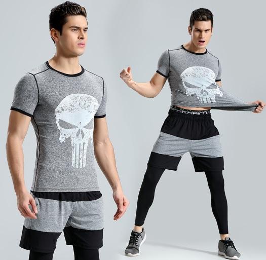 The Punisher 'Heathered' Grey Short Sleeve Compression Rashguard-RashGuardStore