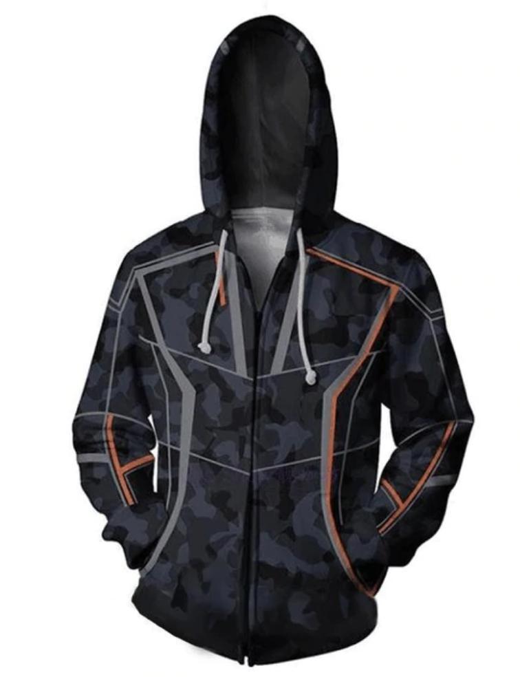 Tony Stark Iron Man Avengers Infinity War Camo Orange Zip Up Hoodie-RashGuardStore