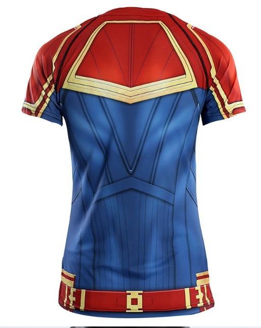 Women's Captain Marvel Carol Danvers Compression Short Sleeve Rashguard-RashGuardStore