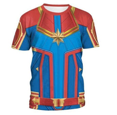 Women's Captain Marvel Carol Danvers Dri-Fit Short Sleeve Rashguard-RashGuardStore