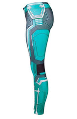Women's Captain Marvel Carol Danvers 'Star Force' Green Kree Compression Leggings-RashGuardStore