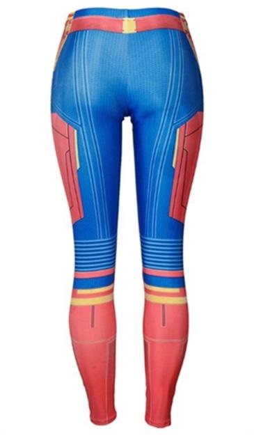 Women's Captain Marvel Compression Leggings-RashGuardStore