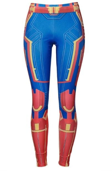 Women's Captain Marvel Compression Leggings-RashGuardStore