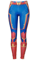 Women's Captain Marvel Compression Leggings-RashGuardStore