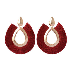 Tear Drop Fringe Tassel Earrings