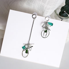 Rhinestone Charm Drop and Pendant Earrings