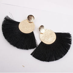 Golden Round Summer Fringe Earrings