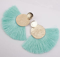 Golden Round Summer Fringe Earrings