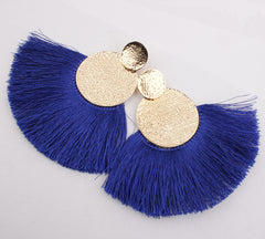 Golden Round Summer Fringe Earrings