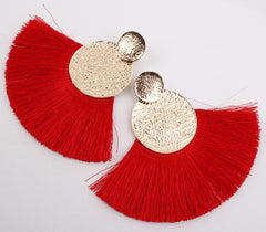 Golden Round Summer Fringe Earrings