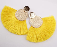 Golden Round Summer Fringe Earrings