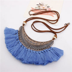 Velvet Chain Boho Pendant and Fringe Necklace