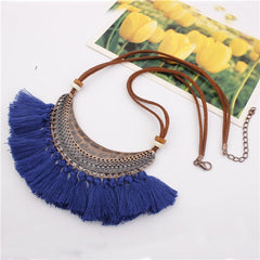 Velvet Chain Boho Pendant and Fringe Necklace