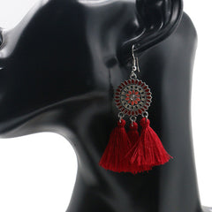 Bohemian Sunburst Fringe Tassel Earrings