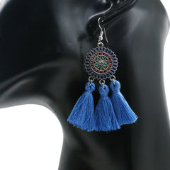 Bohemian Sunburst Fringe Tassel Earrings