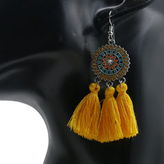 Bohemian Sunburst Fringe Tassel Earrings