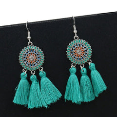 Bohemian Sunburst Fringe Tassel Earrings